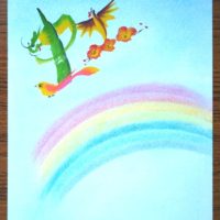 花文字・花文字アートで「虹」を描く
